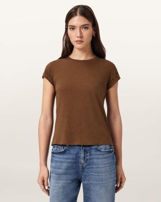 AllSaints Cotton Anna Crew Neck Short Sleeve T-Shirt, Size: XS