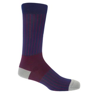 Peper Harow Oxford Stripe Mens Socks - Navy