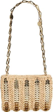 Paco Rabanne Small 1969 Raffia Shoulder Bag in Shiny Beige at Nordstrom