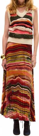 Carolina K Cleo Pleated Midi Skirt In Ruby Marble