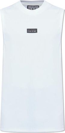 Versace Jeans Couture Tops, Heren, Wit, L, Leer, Mouwloos T-shirt