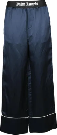 Palm Angels Wide-Leg Satin Trousers With Contrasting Piping