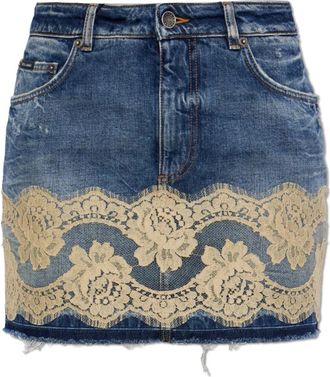 Dolce & Gabbana Denim rok met vintage-effect - Dames - Spijkerrokken - Blauw - M - Denim - Rokken