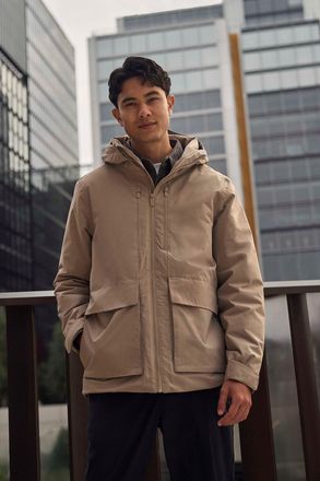 Mountain Warehouse Hague Mens Padded Jacket with Front Pockets Warm Cosy Coat Beige - Size Medium