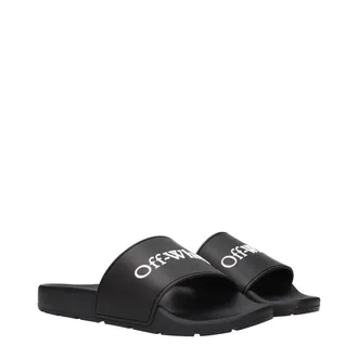 Off-white Womens Black Cotton Slippers
