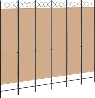 vidaXL Divisor De Habitaci&oacute;n De 6 Paneles Beige 240 X 200 Cm Tela Vidaxl