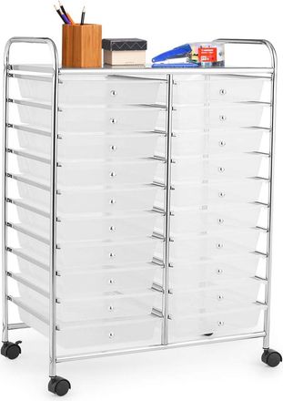 Costway Costway Carrito Multiuso Con Ruedas Y 20 Cajones Carro Auxiliar Servicio Para Cocina Ba&ntilde;o Restaurante Almacenaje (transparente)