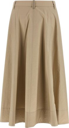 Brunello Cucinelli Womens Beige Cotton Midi Skirt
