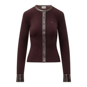 Courr&egrave;ges Rib Knit Cardigan - female - Courr&egrave;ges - Cardigans - Brown - S - Knitwear