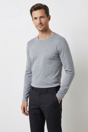 Olymp Rundhalspullover OLYMP OLYMP Strick Casual, Herren, Gr. XXL, grau (silbergrau), Obermaterial: 100% Baumwolle, schmal, Rundhals, Pullover Rundhalspullo