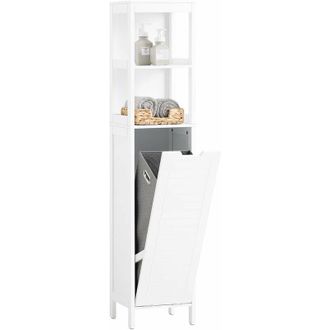 SoBuy Tall Cabinet with Laundry Basket,BZR123-W - Sobuy