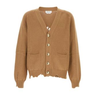 Alexander McQueen Alexander McQueen, Cardigans, male, Brown, Size: L Cotton Cardigan in Biscuit Color