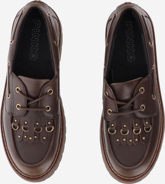 Pinko Womens Leather Loafers Margharet 01 Brown Upper: Bovine