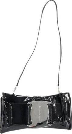 Ferragamo Pre-owned Shoulder Bags, female, Black, Size: ONE SIZE Pre-owned Coated Canvas Shoulder Bag