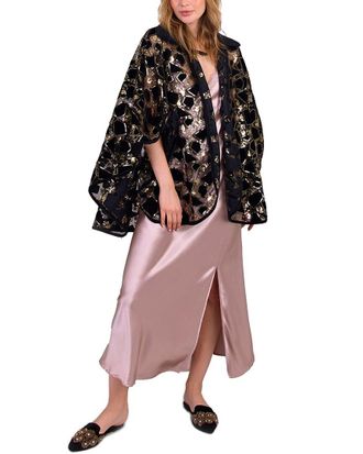 Saachi Saachi Velvet Sequin Collared Capelet