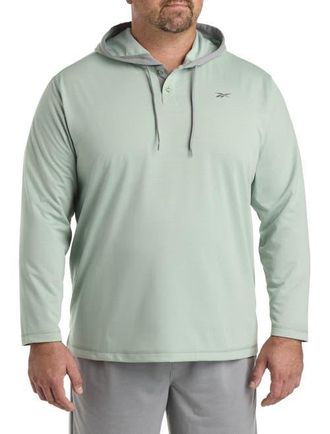 Reebok Big & Tall French Terry Performance Henley Hoodie in Hybrid Green at Nordstrom, Size 2X Big