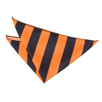 DQT Premium Woven Microfibre Striped Orange and Black Mens Fashion Casual Formal Business Handkerchief Pocket Square Hanky