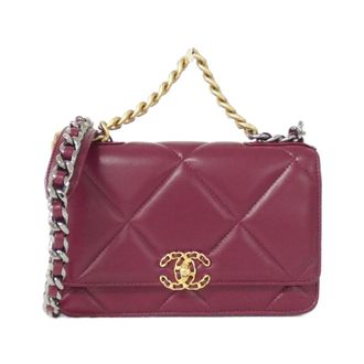 Chanel Bordeaux Leather Chain/Shoulder Wallet (Pre-Owned)