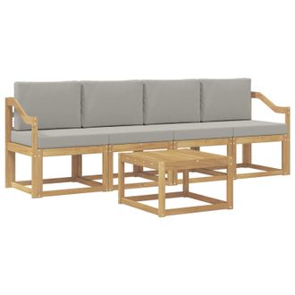 vidaXL Conjunto De Sof&aacute;s De Exterior 5 Pcs Blanco Y Gris Claro Vidaxl