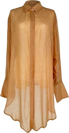 Victoria Beckham Glitter Long Sleeve Shirt in Peach Polyester