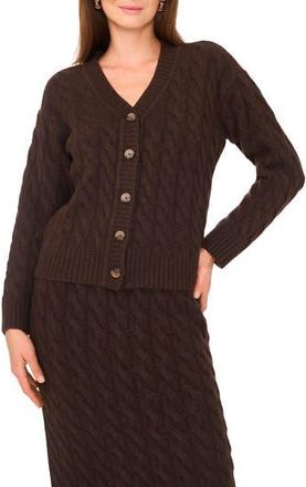 Vince Camuto Cable Cardigan in Chocolate at Nordstrom Rack, Size Medium