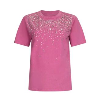 Liu Jo T-Shirts, female, Pink, Size: XS T-shirt with precious stones
