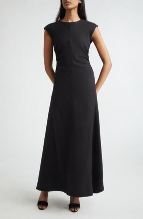 St. John Mira Stretch Linen Blend Twill Dress in Black at Nordstrom, Size 10