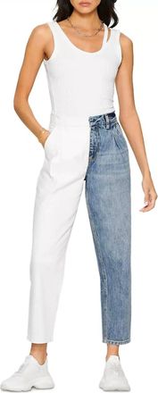 Blue Revival Happy Hour Color Blocked Ankle Jeans In Angel Falls/white
