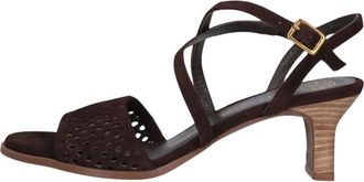 Unisa Limosi Sandaal - Dames - Sandalen met hakken - Bruin - 40 EU - Su&egrave;de - Schoenen