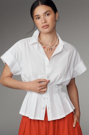 Pilcro The Bobbie Short-Sleeve Fitted-Waist Blouse by Pilcro