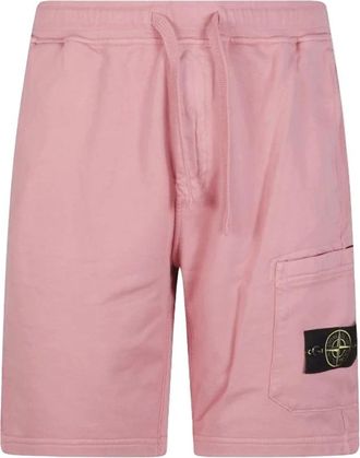 Stone Island Cotton Fleece Shorts - Heren - Korte Broeken - Roze - S - Katoen - Korte Broeken