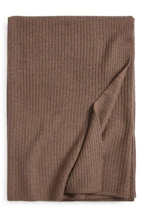 Nordstrom Rib Wool & Cashmere Throw Blanket in Tan Portabella at Nordstrom