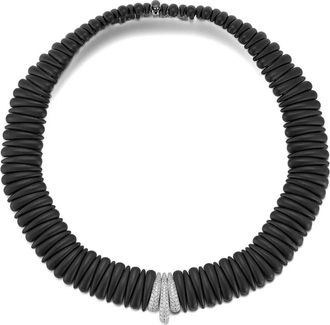 Roberto Demeglio Kleine 18kt witgouden Three Station halsketting - Zilver