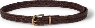 Brunello Cucinelli Stretch braided leather belt in Brown at Nordstrom, Size X-Small