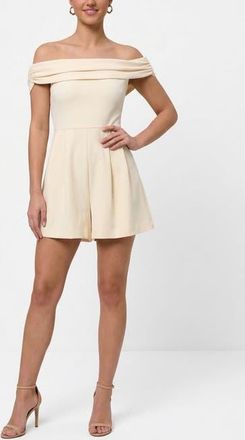 Rachel Roy Franki Off-the-Shoulder Romper in Creme at Nordstrom, Size X-Large