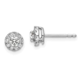 Diamond2Deal 14K White Gold 1/2 ct Lab Grown Diamond Round Halo Stud Earrings VS Clarity, G-H Color