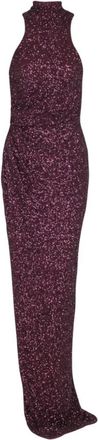 Balmain Lange Mouwloze Jurk met Pailletten - Dames - Avondkleed - Paars - S - Pailletten - Kleedjes