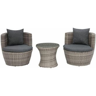 Beliani Beliani - Set da Giardino 2 Poltrone con Tavolino Finto Rattan Grigio con Cuscini Capri