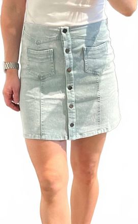 She + Sky Acid Wash Sage Demin Skirt With Stars On Back In Denim