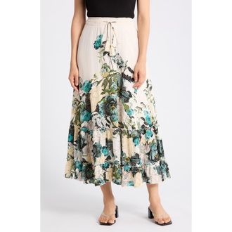 T Tahari Print Skirt in Latte Botanical Print at Nordstrom Rack, Size X-Small