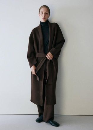 Mango Cardigan lungo punto Milano cioccolato - Donna - S - MANGO