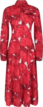 Valentino Rose Moire Midi Dress