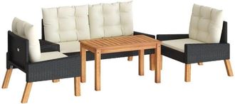 vidaXL Set De Muebels De Jard&iacute;n 4 Piezas Con Cojines Rat&aacute;n Pe Y Madera Vidaxl