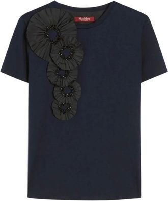 Max Mara Tops, Dames, Blauw, M, Katoen, Pontile T-shirt