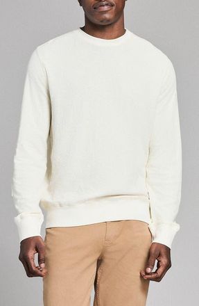 Billy Reid Rib Crinkle Cotton Sweatshirt in White at Nordstrom, Size Xx-Large