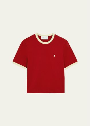 Ami Mens Contrast-Trim Short-Sleeve T-Shirt