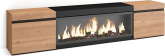 Skraut Home Skraut Home - Mueble Tv, Televisi&oacute;n, Muebles De Sal&oacute;n, Almacenaje, 210, Para Tv Hasta 80, Chimenea El&eacute;ctrica Xxl, Estilo Moderno, Roble Y Negro
