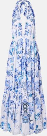 Camilla Embellished halterneck cotton poplin maxi dress
