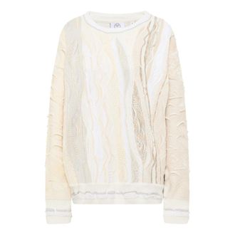 Carlo Colucci Oversize Gebreide Trui - Dames - Ronde hals truien - Wit - M - Katoen - Truien & Vesten