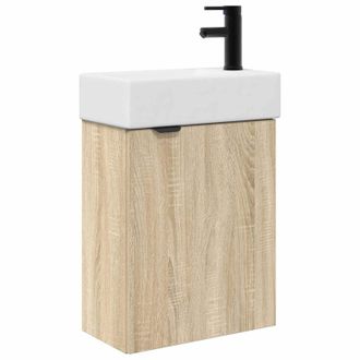 vidaXL M&oacute;dulo De Ba&ntilde;o Con Grifer&iacute;a Roble Sonoma 45,5 X 22,5 X 84 Cm Vidaxl